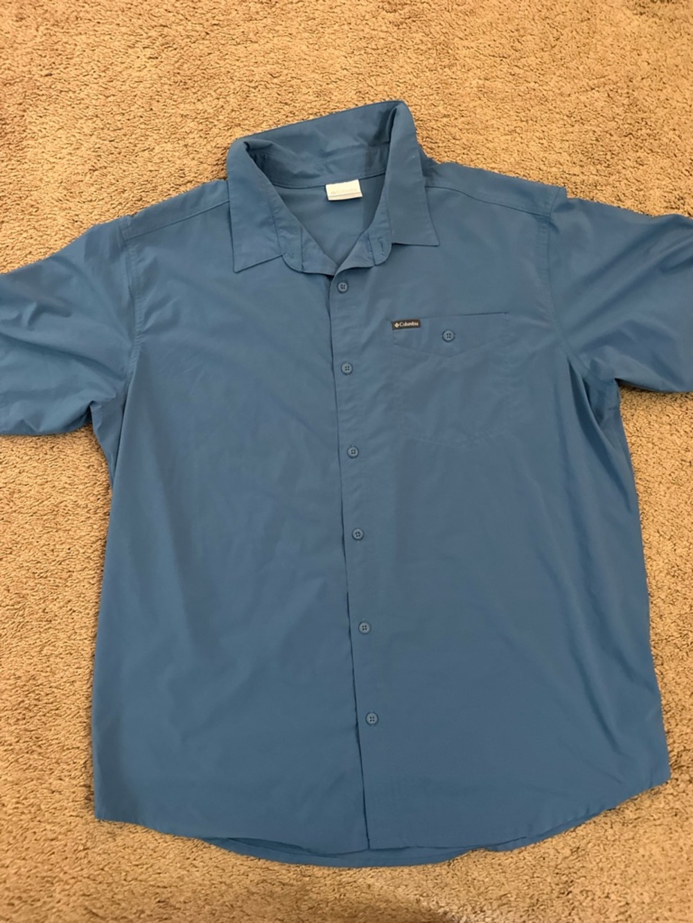 Columbia Men’s Short Sleeve Performance Fishing Outdoor Shirt Size XL Blue
